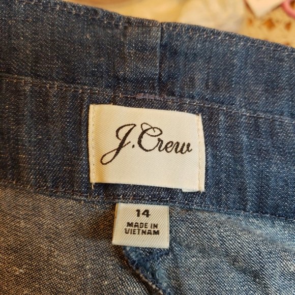 J. Crew high waist denim chambray paperbag pants 14 - Picture 6 of 6